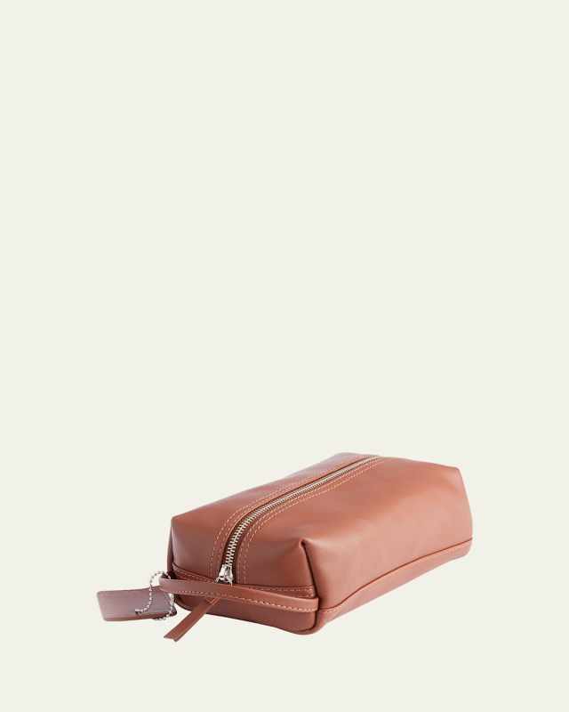 Monogrammed Compact Leather Toiletry Bag
